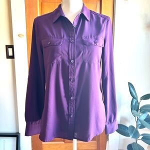American Eagle Outfitters Deep Purple Eggplant Button-Down Shirt